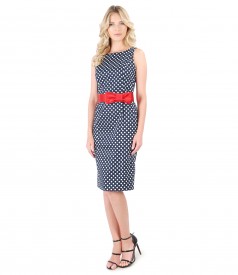 Elastic cotton dress printed with dots