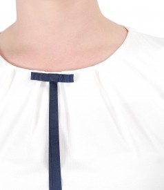 Elastic jersey blouse with bow on decolletage