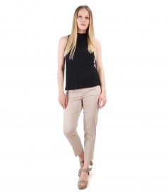 Ankle pants with jersey corduroy blouse without sleeves