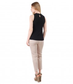 Ankle pants with jersey corduroy blouse without sleeves