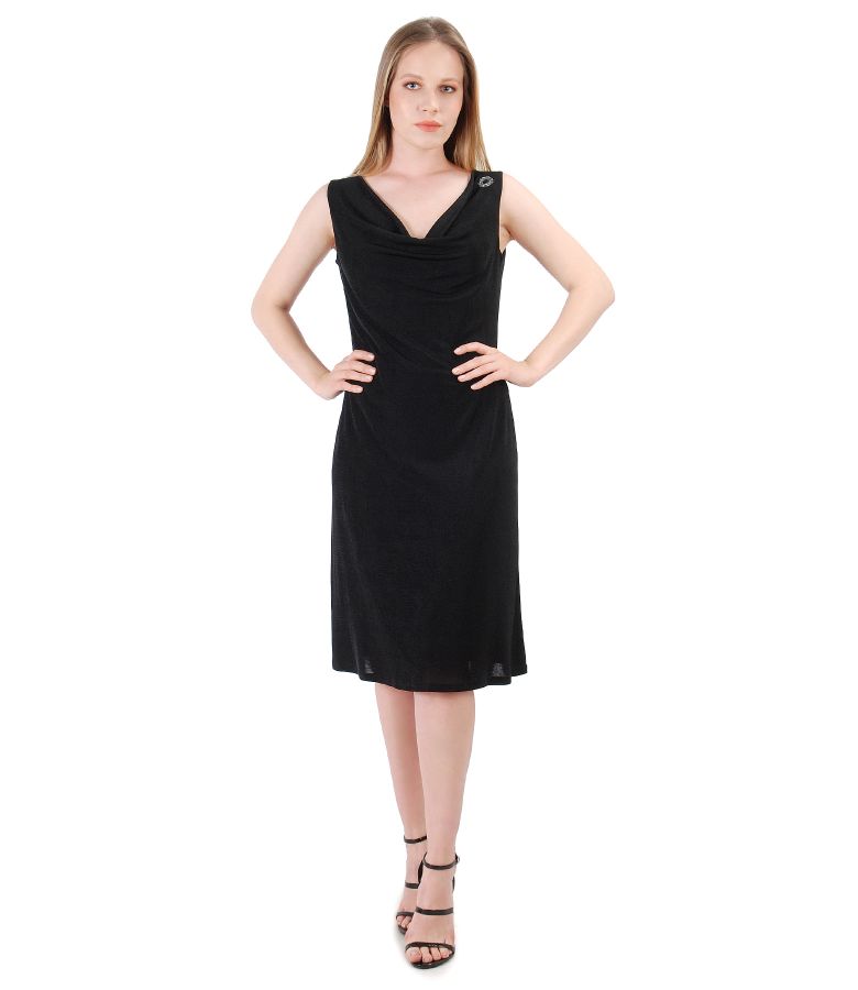 Elastic jersey dress embellished with crystals black - YOKKO