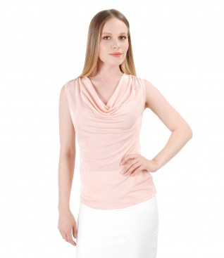 Uni jersey blouse embellished with crystals