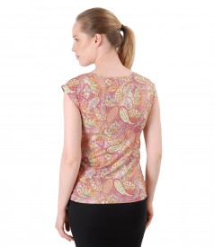 Paisley print jersey elegant blouse