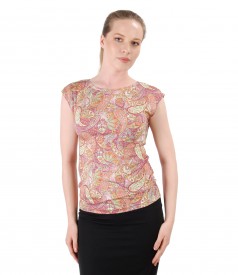 Paisley print jersey elegant blouse