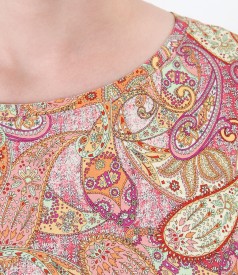 Paisley print jersey elegant blouse