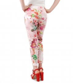 Ankle pants made of printed elastic cotton