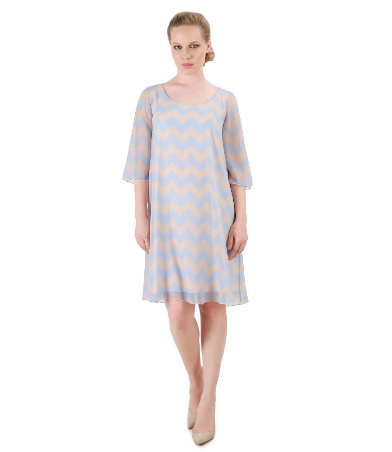 Casual veil dress printed with stripes