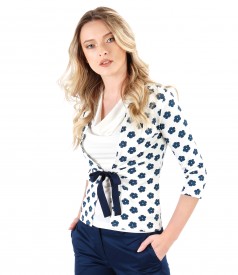 Jersey blouse tied with cord