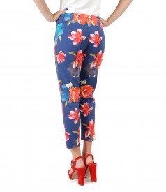 Ankle pants made of elastic cotton with floral print