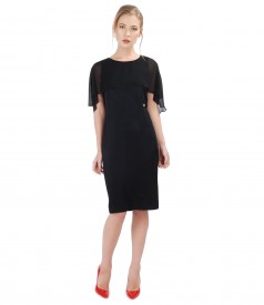Viscose dress with cape embellished with crystals
