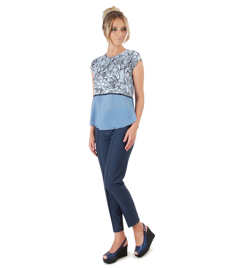 Viscose pants and blouse with floral print