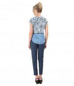 Viscose pants and blouse with floral print