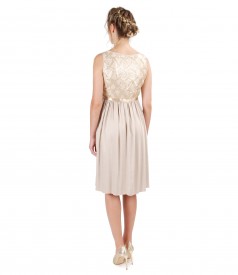 Viscose dress with corsage with sequins