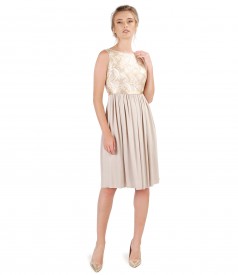 Viscose dress with corsage with sequins