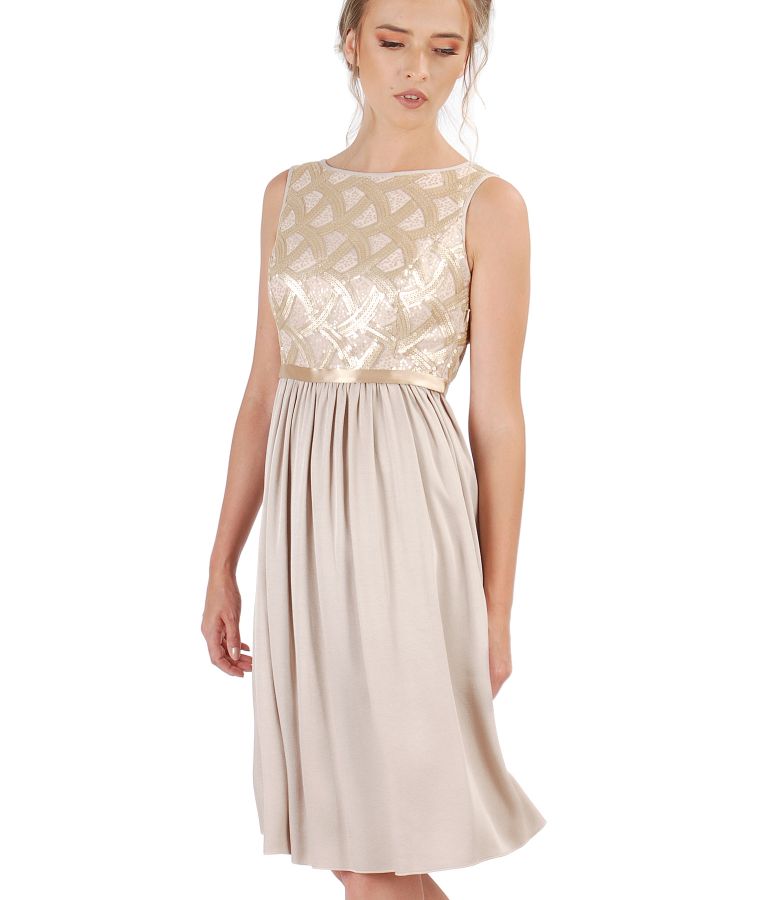 Viscose dress with corsage with sequins