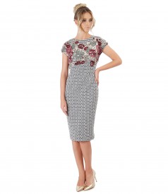 Brocade elastic jersey dress