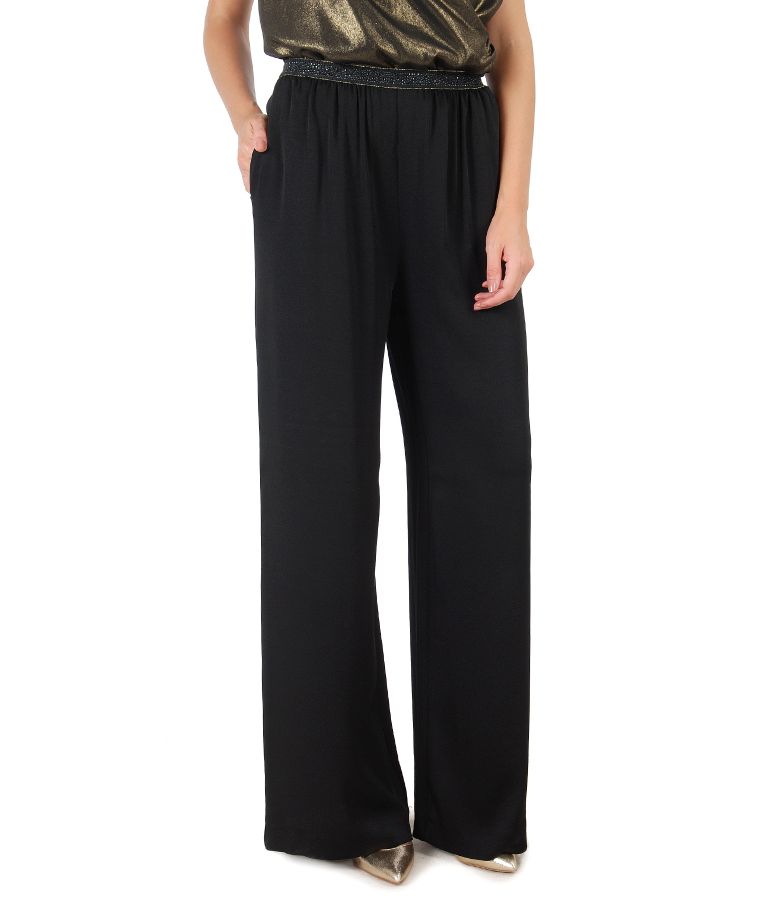 Elegant viscose pants with precious elastic waist