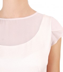 Viscose blouse with veil trim