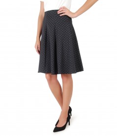 Flaring skirt made of cotton printed with lace corner