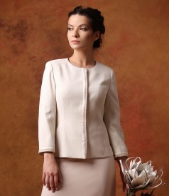 Office jacket with trim embellished with crystals