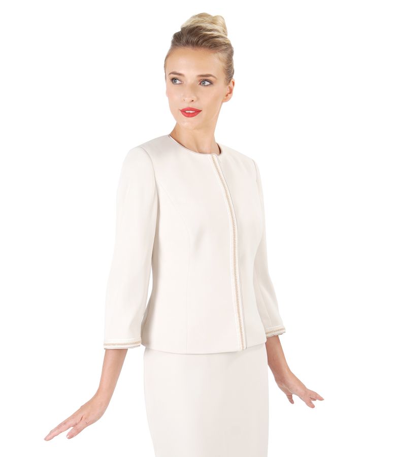 Office jacket with trim embellished with crystals