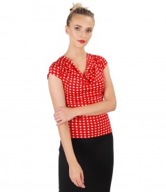 Elastic jersey blouse with folds