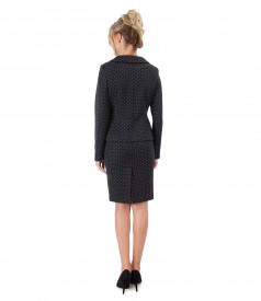 Office women suit with jacket and cotton skirt printed with lace corner