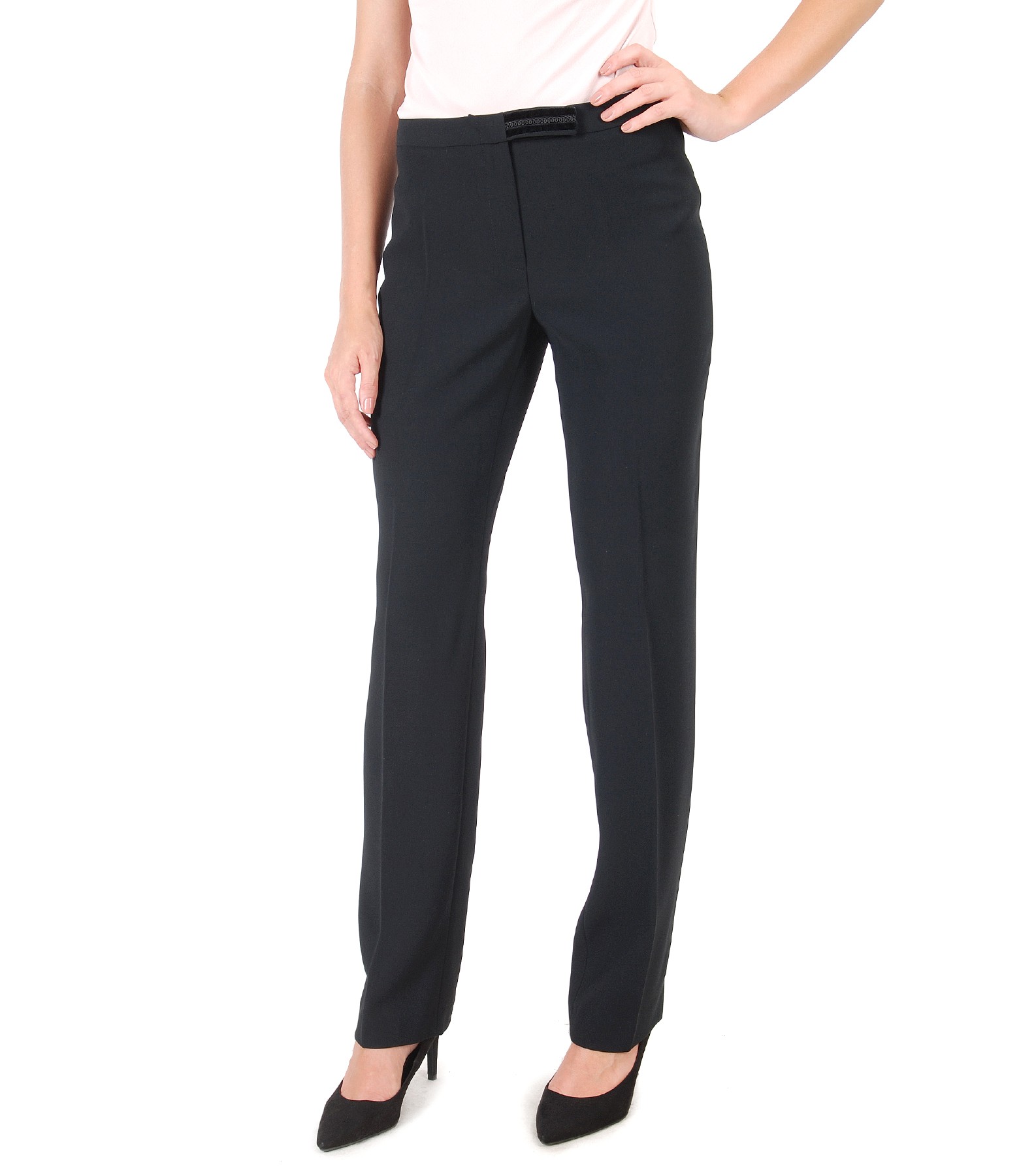 Elegant pants with stripe black - YOKKO