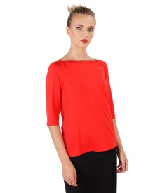 Elastic jersey blouse embellished with crystals trim