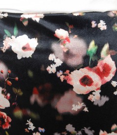 Flaring velvet skirt with floral print