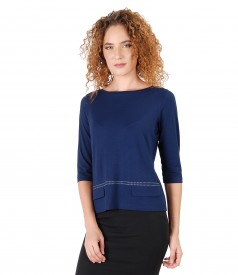 Elastic jersey blouse with 3/4 sleeves