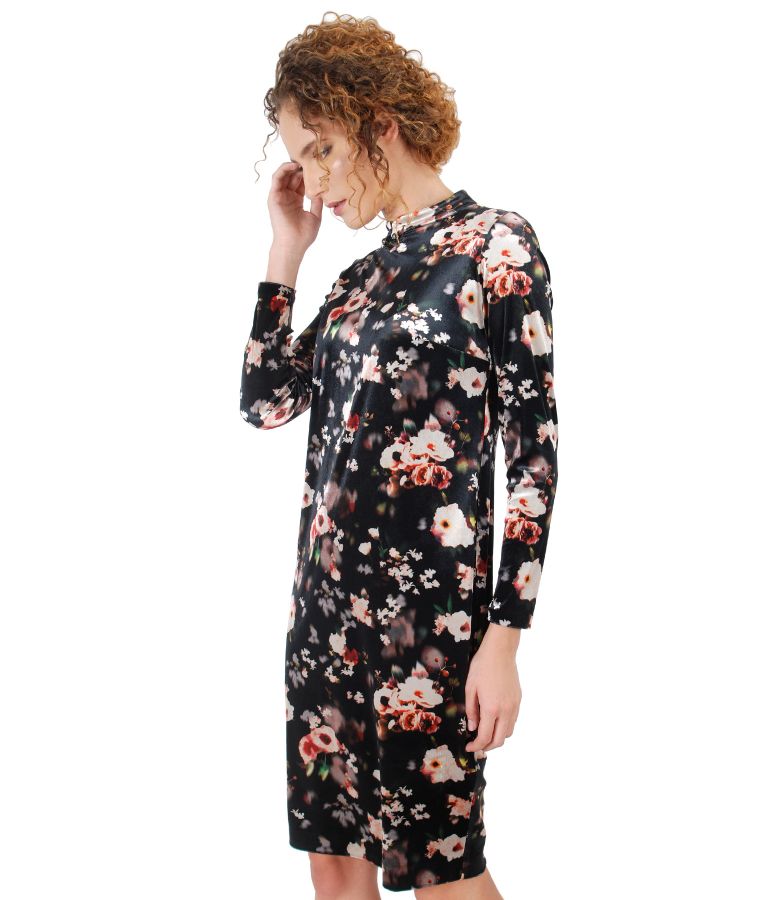 Elegant velvet dress with floral print