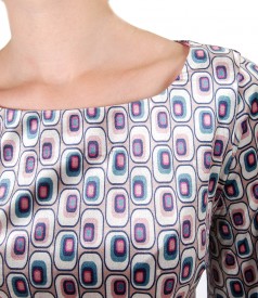 Velvet dress with geometric print