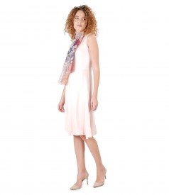 Elegant dress with viscose scarf with floral print