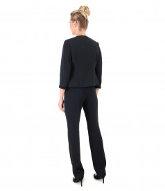 Office women suit with jacket with trim and pants with stripe