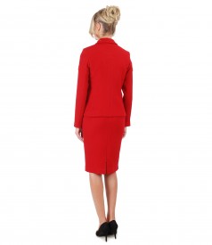 Office women suit with jacket and textured fabric skirt