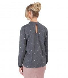 Elegant blouse with long sleeves embellished with crystals
