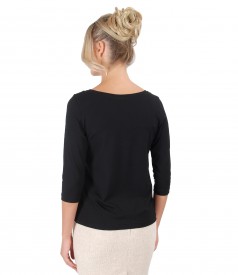 Elastic jersey blouse with 3/4 sleeves