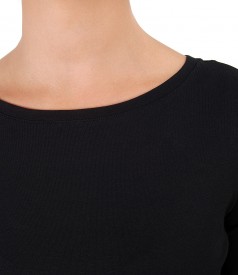 Elastic jersey blouse with 3/4 sleeves