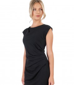 Dress with elastic jersey folds