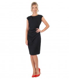 Dress with elastic jersey folds