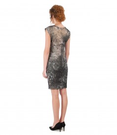 Elastic brocade dress with gold metallic thread