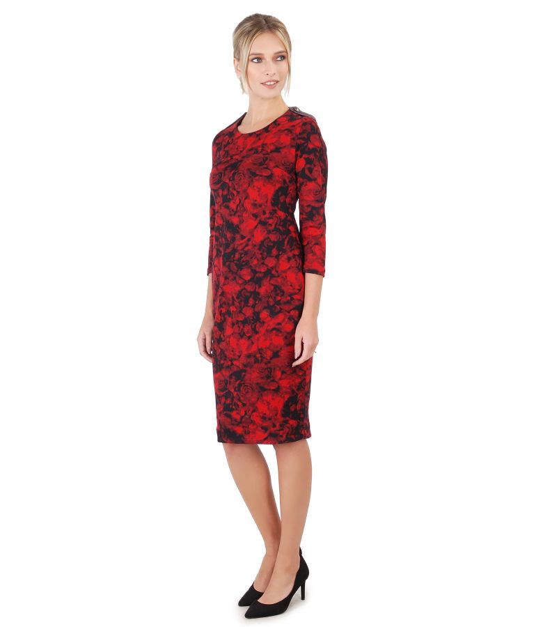 Elegant jersey blouse with floral print red - YOKKO