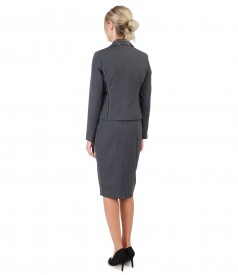 Office women suit with jacket and skirt made of fabric with viscose