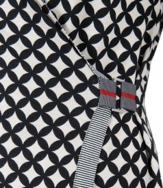 Elastic jersey dress with geometric print