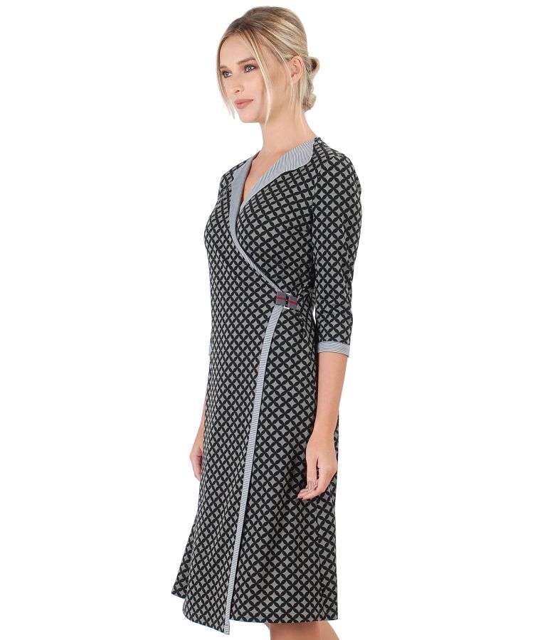 Elastic jersey dress with geometric print