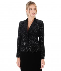 Elegant velvet jacket with sequins