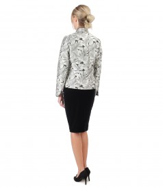 Elegant outfit with brocade jacket and velvet skirt