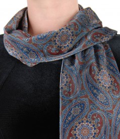 Velvet scarf with floral print