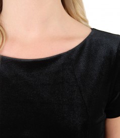 Black elastic velvet short evening dress